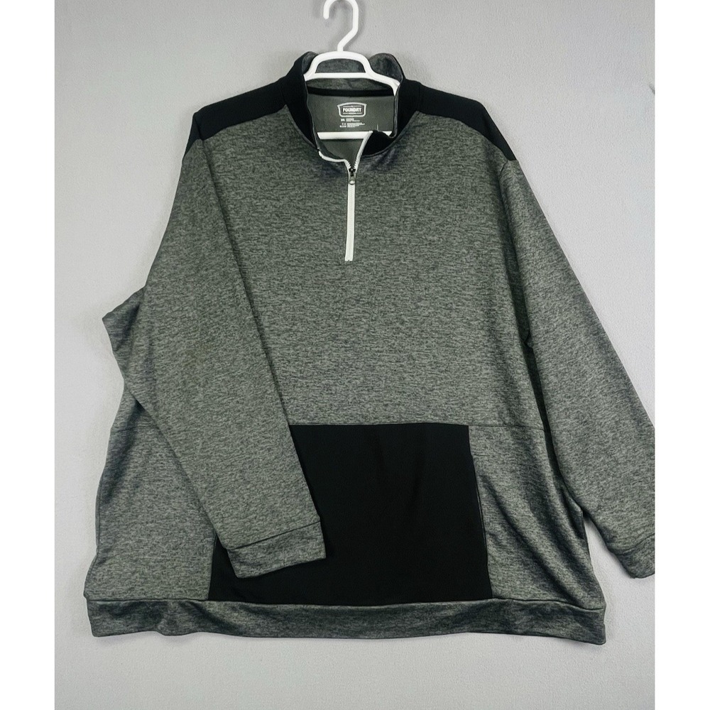 Foundry Supply Co Mens 2XL Black Gray 1/4 Zip Pullover Sweater Pocket Big & Tall